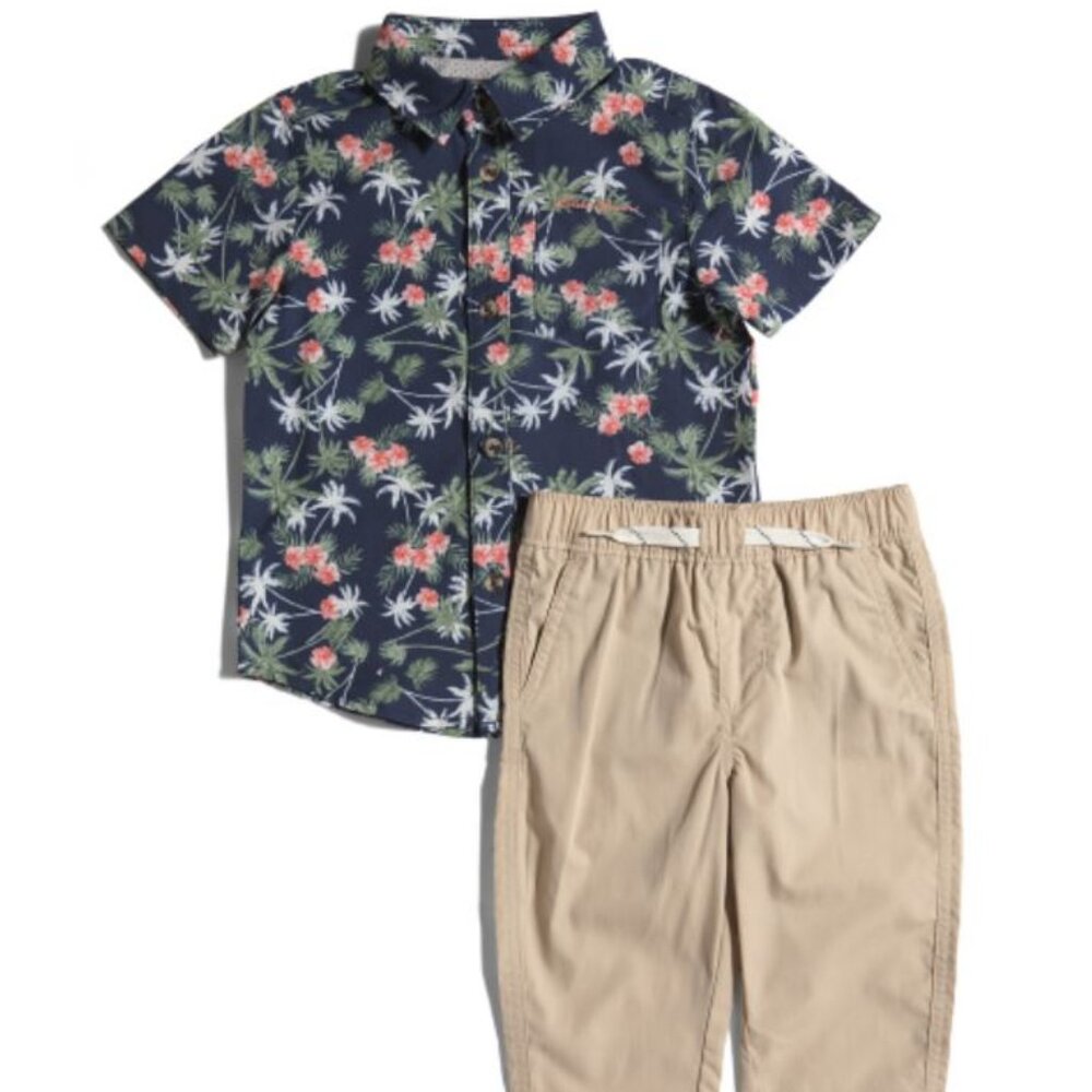 NWT EDDIE BAUER Toddler Boys 2pc Woven Tech Pants Set